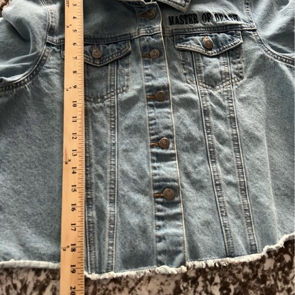 Harry Potter Women's Denim Jacket Deathly Hollows Master of Death Crop Medium - Picture 13 of 15